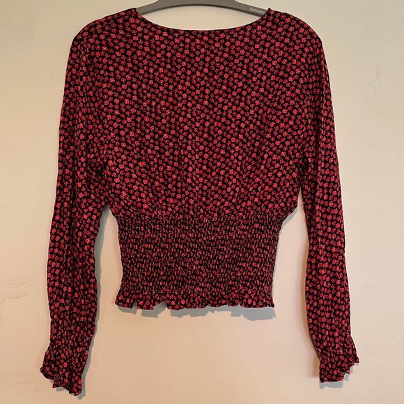 Altar'd State Smocked Boho Flowered Top - Picture 2 of 4